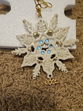Lenox 2002 Snowflake Ornament with Blue Rhinestones